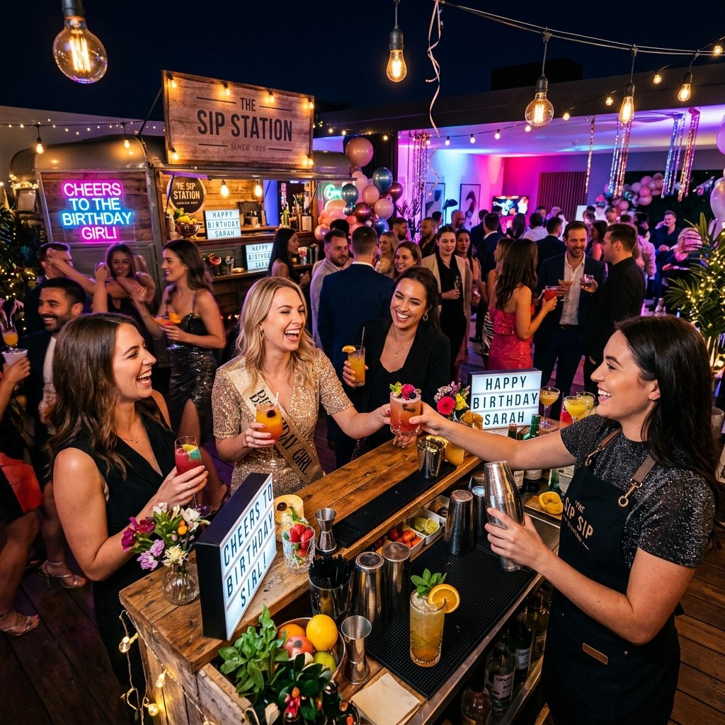 Festa de aniversário com bar móvel